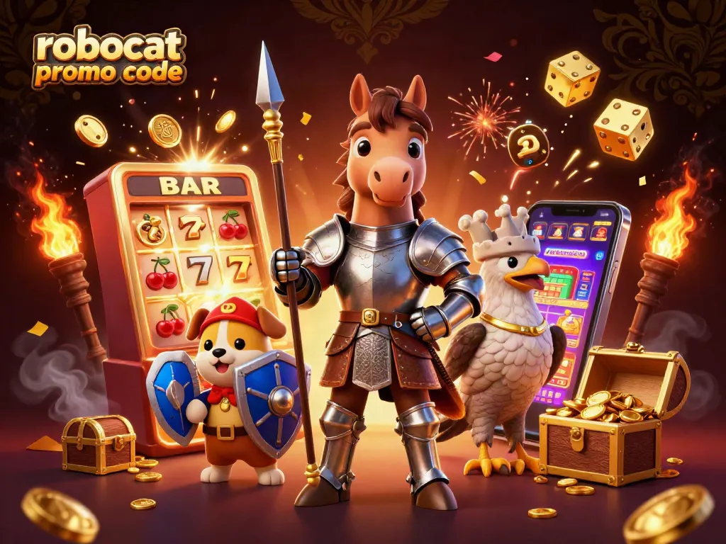 Engage with Robocat promo code for a thrilling jackpot experience, featuring vibrant slot elements and its charismatic characters.